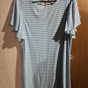 Blue and White Striped Dress